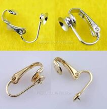 4 Pairs &#39;U&#39; Clip On Earring Findings For Pearl Stud Earrings Silvertone/... - $109.48 MXN