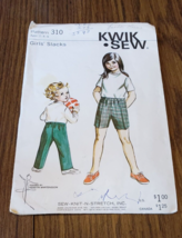 Kwik Sew 310 Girl Child Slacks Pants 2 4 6 Sewing Pattern - £3.94 GBP