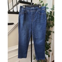 Terra &amp; Sky Jeans Womens 14W Blue Denim Pockets High Rise Waistband Skin... - $26.73