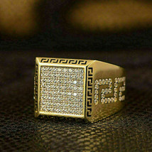 Men&#39;s 1.25 Ct Round Cut Diamond Band Engagement Ring 14k Yellow Gold Finish - £127.39 GBP