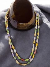 Vintage Multicolor Beaded Necklace 48&quot; Long Double Strand Retro Boho Jew... - £19.63 GBP