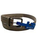 Columbia Belt Mens Large 38-40 Taupe Canvas Leather Brushed Sliver Buckl... - $34.77 CAD