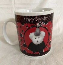 Bearware Pottery Works Boyds Bear HAPPY BIRTHDAY Red Black CUP Ceramic M... - £10.34 GBP