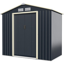 7&#39;X 4&#39; Metal Storage Shed for Garden and Tools w/Sliding Double Lockable Doors - £418.41 GBP