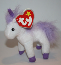 Ty Teenie Beanie Fable The Unicorn 4&quot; White Purple Lavender McDonalds Tag 2009 - $7.85