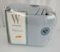 New Wamsutta Heavy Brushed Flannel Twin Sheet Set 100% Cotton Gray - $49.49
