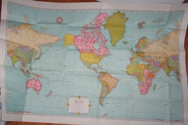 Vintage 1963 Rand McNally Cosmopolitan World Wall Map 51 ½” x 33 ½”  - £12.52 GBP