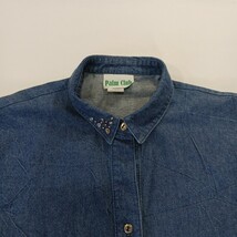 Vintage Palm Club Women's Blue Cotton Long Sleeve Denim Shirt Blouse Top image 6