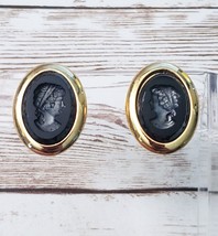 Vintage Sarah Coventry Clip On Earrings Negative Cameo Style - £12.01 GBP