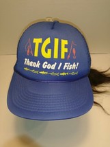 TGIF Thank God I Fish Fishing Trucker Snapback Mesh Ball Cap Hat  - £11.02 GBP