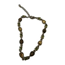 Vintage Multicolor Rhinestone Teardrop Bracelet 8&quot;-9.5&quot; Adjustable - $365.18 MXN
