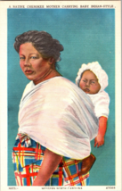 Vtg Postcard, A Native Cherokee Mother Carrying Baby Indian-Style, Western NC - £5.05 GBP