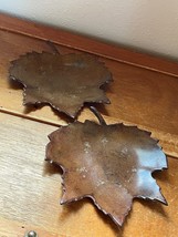 Lot of 2 Heavy Bronze Metal Maple Leaf Candle Holders – 7 x 6.5 inches – can res - £8.91 GBP