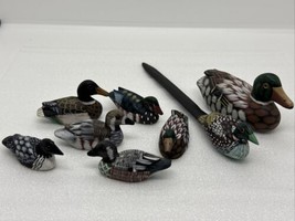 Lot Of 7 Small Duck Decoy Resin/wood Hand Painted Decoys &amp; 1 Decoy Letter Opener - £14.78 GBP