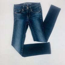 American Eagle Skinny Womens Jeans 0 Short Blue Stretch Dark Wash - $18.99