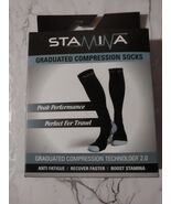 Stamina Graduated Compression Socks L-XL New  Black and Grey 20-30 Compr... - $219.02 MXN