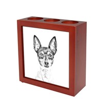 Toy Fox Terrier - Wooden stand for candles/pens with the image of a dog ! NEW CO - £15.97 GBP