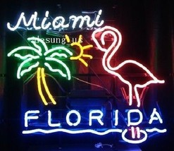 New Florida Miami Flamingo Beach Party Light Beer Lager Neon Sign 24&quot;x20&quot; - £199.83 GBP