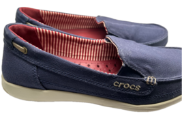 Crocs Walu Canvas Loafer Boat Shoes Slip On Navy Blue Women Size 8 - $18.70