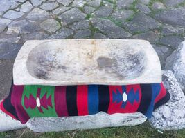 Dough long bowl, primitive and rustic, antique hand carved wooden dough ... - $230.00