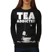 Wellcoda Tea Addict Drink Food Womens Long Sleeve T-shirt, Bag Casual Design - £19.11 GBP
