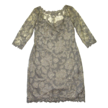 NWT TADASHI SHOJI Lark Sheath in Smoke Pearl Corded Embroidery Tulle Dress 14 - £101.99 GBP
