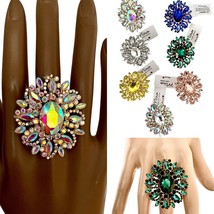 Filigree Vintage inspired large Big Oval Cocktail Party Ring Assorted Co... - $16.65