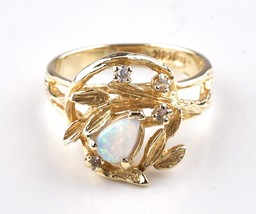 *14k Yellow Gold Diamond Opal Ring Size 6 - $6,441.00 MXN