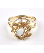 *14k Yellow Gold Diamond Opal Ring Size 6 - $490.95 CAD