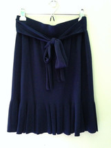 NWT Max Studio Designer Navy Blue Flounce Belted Ruffled Stretch Skirt L $88 - £45.66 GBP