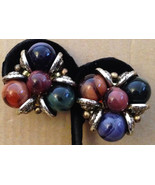 Vintage Mid Century 1950s Textured Gold Capped Glass Marble Ball Beads R... - €26,48 EUR