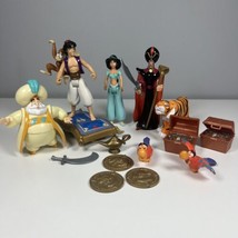 Vintage Disney Aladdin Toy Figures Lot 1993 Jasmine Jafar Sultan Magic C... - $29.69