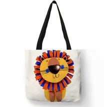 Design Women Tote Bag Funny Cute Dog Painting Shoulder Bag Linen Eco-friendly Gi - £13.81 GBP