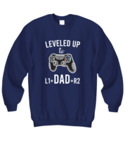 Dad Sweatshirt Leveled Up Dad Navy-SS - £21.07 GBP