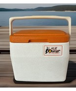 Vintage 1978  Lil&#39; Oscar by COLEMAN COOLER Orange Locking Lid W/Cup Hold... - $20.53