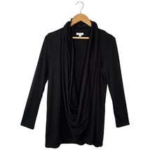 J Jill Pure Jill Drape Wrap Scarf Convertible Cardigan Long Sleeve Black M - $21.77