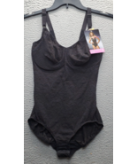 Bali Shapewear Bodysuit Women Size 8L Black Lace Smooth Firm Control Wid... - €18,39 EUR