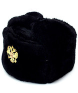 Authentic Russian Military Black Ushanka Hat w/ Soviet Imperial Eagle Badge - £23.87 GBP+