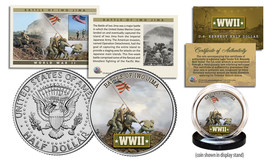 WWII * Battle of Iwo Jima * JFK Kennedy Half Dollar U.S. Coin with Fact Card - £7.42 GBP