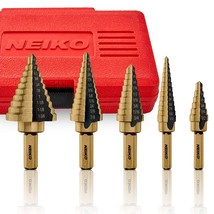 NEIKO 10197A Step Drill Bit Set | 5 Piece, 50 SAE Sizes Total, 1/8” – 1-3/8” | - £30.53 GBP