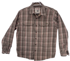 Wrangler Shirt Men&#39;s Size Medium Western Button Plaid Brown Long Sleeve - $18.80