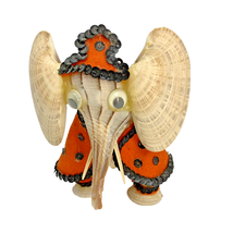 Elephant Figurine Circus Clown Big Ears Seashell Handmade Kisch 4.5 tall Vintage - £9.35 GBP
