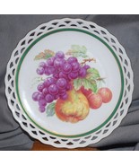 VERY NICE DECORATED FRUIT MOTIF ROUND BAVARIAN PORCELAIN LACED EDGE FRUI... - $24.74