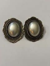 Vintage Sterling Pearl Clip Rope Design Earrings Estate - $23.26