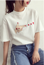 Korean Style Fashion Women/Girl Summer Blouses Short Sleeve Casual Heart... - $6.99