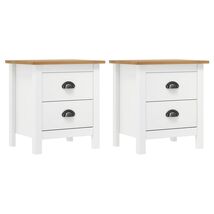 Bedside Cabinet Set of 2 White and Honey Brown Solid Pine Wood - $162.18 CAD