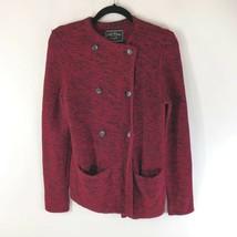 Lucky Brand Womens Sweater Double Breasted Pockets Heathered Red Size M - £19.20 GBP