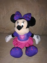 Disney Just Play Minnie Mouse Plush 10&quot; Purple Pink Spots Heart Dress St... - $14.84