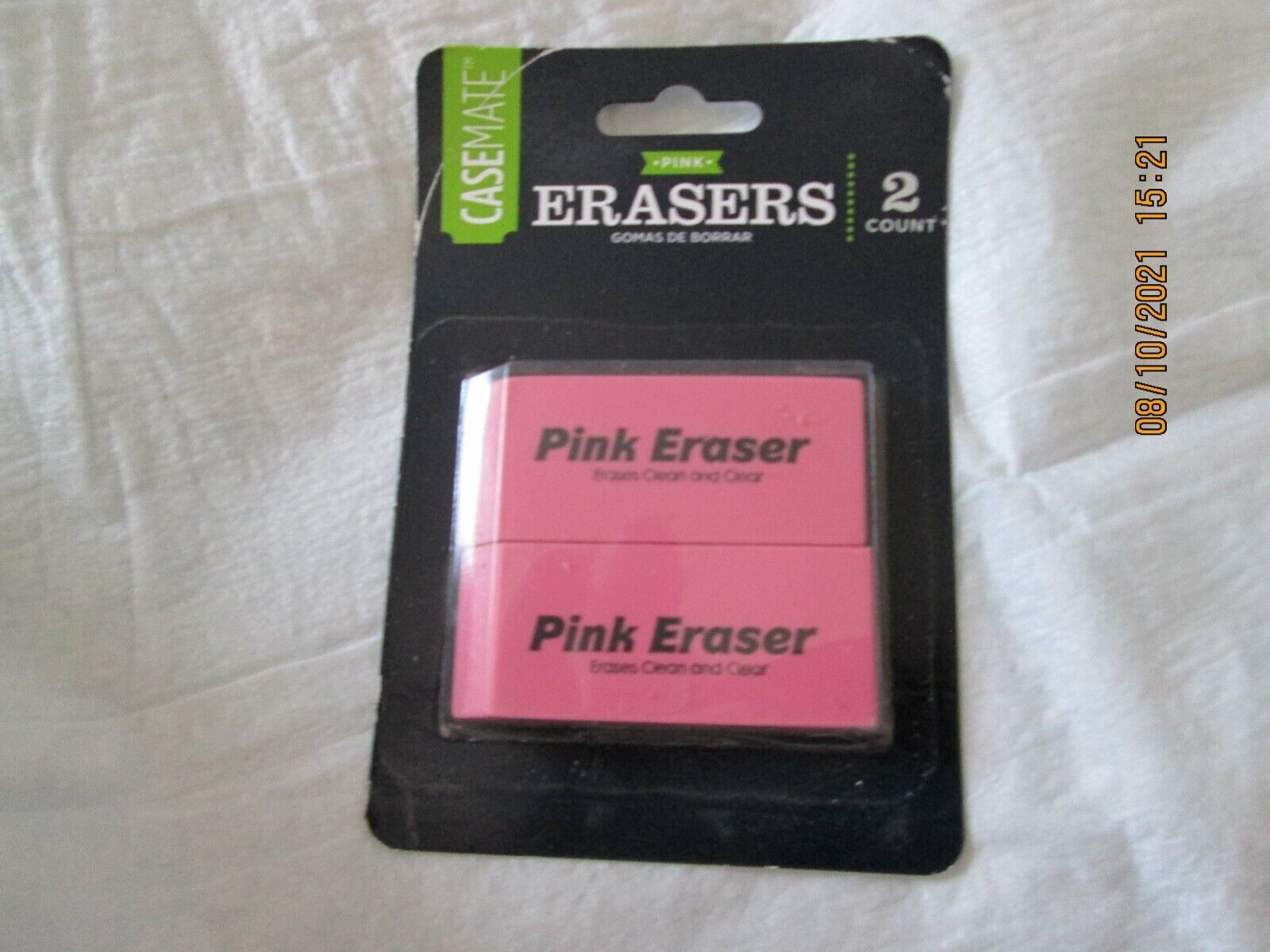 Pen Gear Pink Eraser 1 Pack 2 Count No Smudge Rubber School Office Suppl... - $1.75