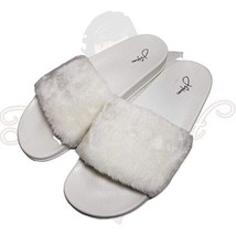 J. Adams Women&#39;s White Open Toe Backless Fur Slide Slip-On Sandals Sz 11 - £23.53 GBP